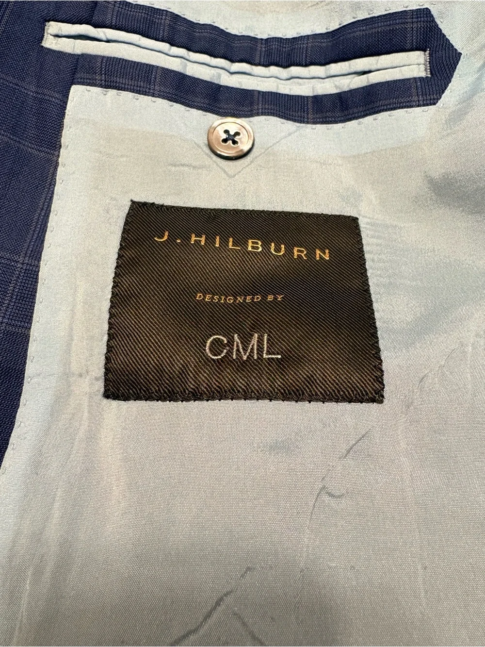 J HILBURN Custom Luxury Blue Plaid Wool Blazer Sport Coat with Matching Vest